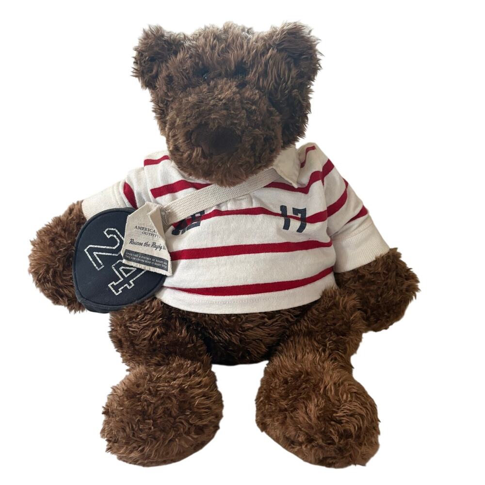 American Eagle Roscoe the Rugby Bear 18" Plush Stuffed Animal NWT